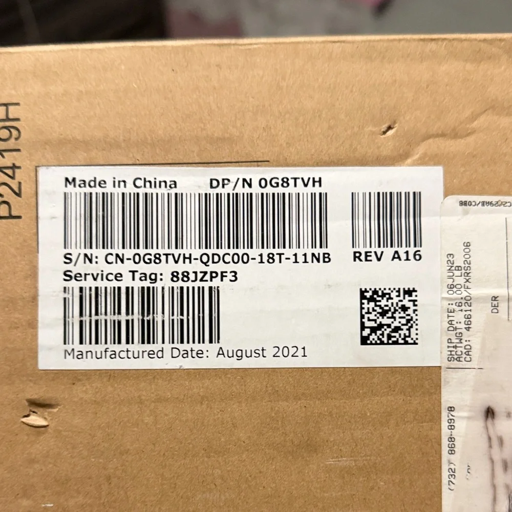 Dell Packaging Box with Black Logo